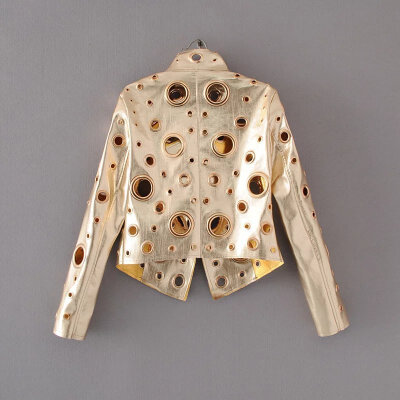 2017 new fashion women's metal color hollow collar collar long sleeve short leather jacket jacket female
2017 new fashion women's metal color hollow collar collar long sleeve short leather jacket jacket female