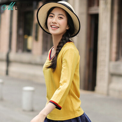 Yinman INMAN 2017 autumn new V collar simple seven-point sleeve was thin shirt T-shirt female 1873023168 bamboo blue green
Yinman INMAN 2017 autumn new V collar simple seven-point sleeve was thin shirt T-shirt female 1873023168 bamboo blue green