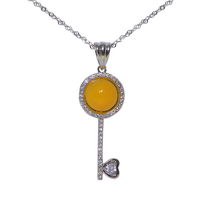 JingTian jewelry S925 silver inset agate necklace girls collarbone chain key pendant
JingTian jewelry S925 silver inset agate necklace girls collarbone chain key pendant