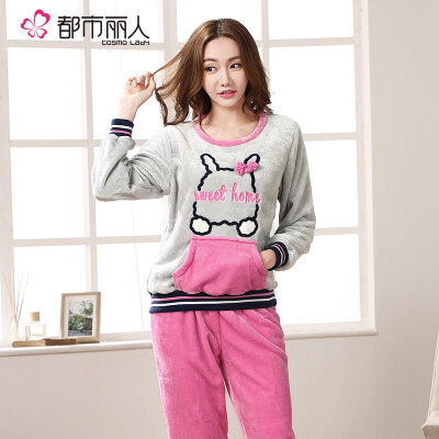 Urban beauty pajamas plus velvet cute cartoon ladies home service warm long sleeve suit flannel pajamas 1H7115 rose red L
Urban beauty pajamas plus velvet cute cartoon ladies home service warm long sleeve suit flannel pajamas 1H7115 rose red L