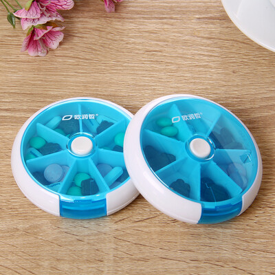 Ou Runzhe medicine box one week portable portable rotatable can open medicine box 7 grid 2 pack