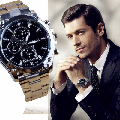 

мода бизнес часы мужчины нержавеющая сталь механизм спорт Reloj аналоговый кварца роскошные часы Masculino