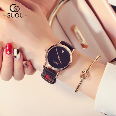 GUOU Simple Fashion Women Quartz Watches Top Brand Ladies Elegant Watches Leather Strap Calendar Clock
GUOU Simple Fashion Women Quartz Watches Top Brand Ladies Elegant Watches Leather Strap Calendar Clock