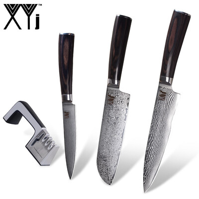 XYj Damascus Steel Kitchen Knives VG10 Damascus Steel Blade Color Wood Handle Kithen Knife Sharpener Cooking Accessories
XYj Damascus Steel Kitchen Knives VG10 Damascus Steel Blade Color Wood Handle Kithen Knife Sharpener Cooking Accessories