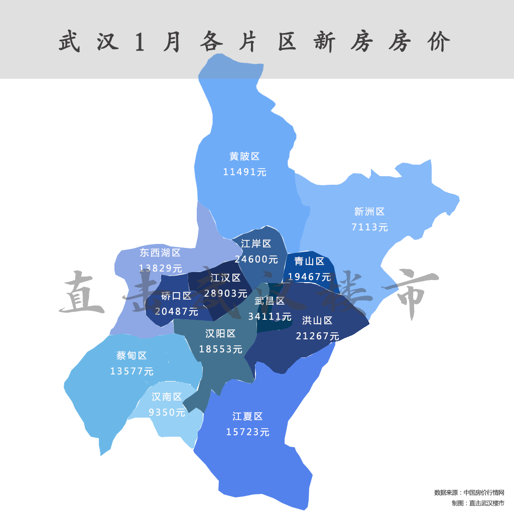 武汉房价持续下跌?看看1月份最新房价地图