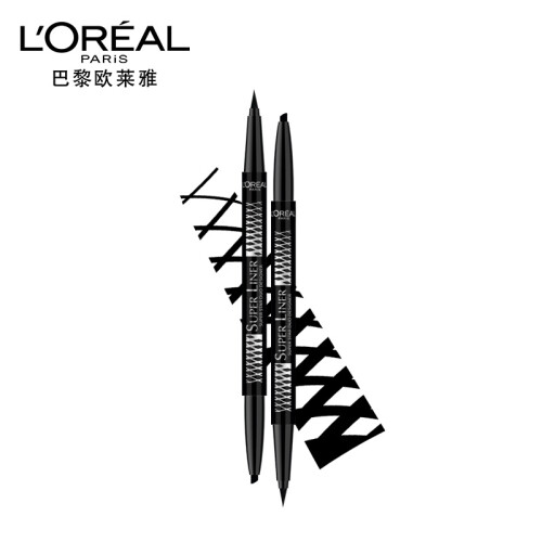 欧莱雅 （LOREAL） 美眸深邃巨星双头大师眼线笔 0.55g+0.1g（防水 防晕染 持久妆效）