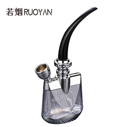 若烟（Ruoyan） 水烟壶 过水过滤烟斗 可清洗烟斗两用可卷烟丝烟袋 方形银色双烟锅 RY1006