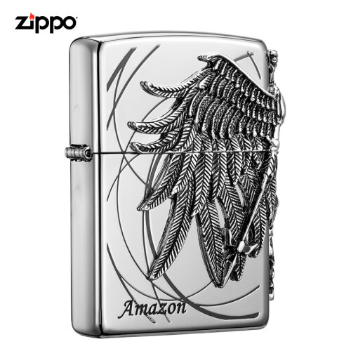 之宝(Zippo)打火机 亚马逊女战士银 镜面镀镍蚀刻三面徽章ZBT-1-36b 煤油防风火机