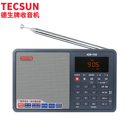 德生（Tecsun） ICR-110 广播录音机 数码音频播放器 插卡音响 复读机 数字点播 老人收音机（灰色）