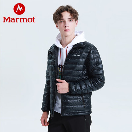 marmot/土拨鼠19秋冬新款户外拒水防风超轻透气轻薄情侣男女同款羽绒服 曜石黑001（男款） M 欧码偏大