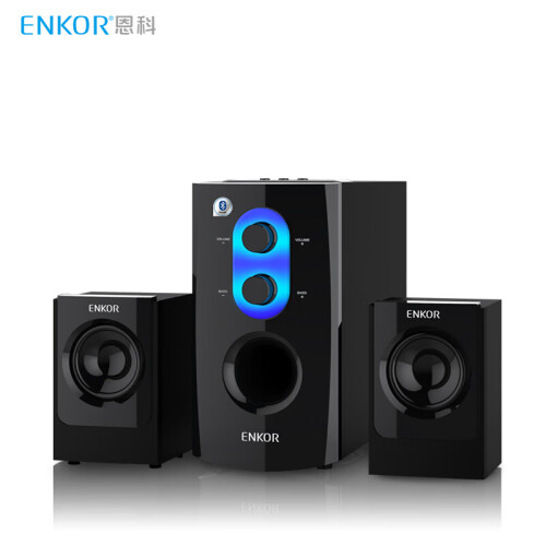 恩科（ENKOR）E60B 电脑多媒体笔记本木质蓝牙音箱 2.1组合台式音响低音炮支持U盘SD卡 黑色