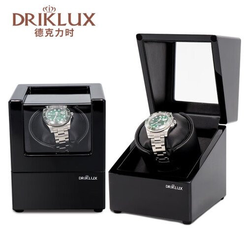 德克力时(Driklux)摇表器自动机械手表盒子上弦上链器表盒晃表器转表器德国进口 黑色油漆+黑色皮