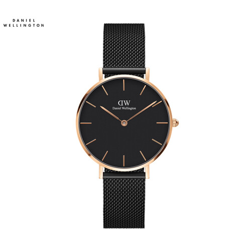 丹尼尔惠灵顿 （DanielWellington） DW手表女 新款32mm石英表金边黑色钢带欧美简约风格学生手表DW00100201