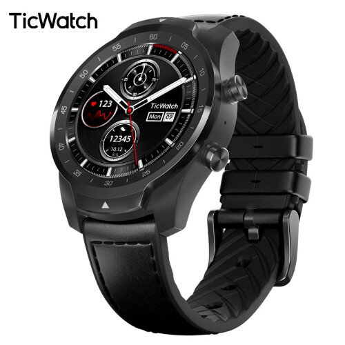 【TicWatch Pro蓝牙版】智能手表男续航30天 成人wifi计步器GPS运动心率支付创新双层屏 安卓苹果ios  幻影黑