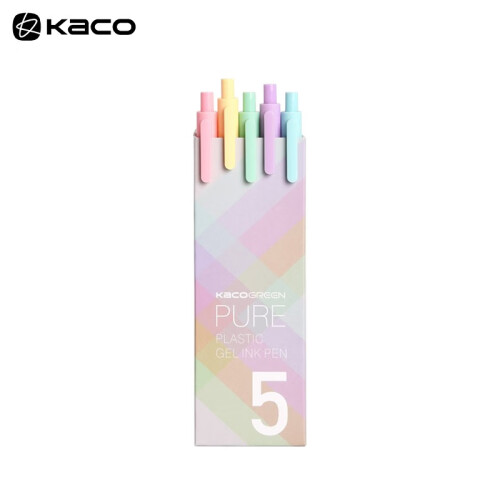 KACO PURE书源彩色按动中性笔0.5 糖果色水笔手账笔签字笔彩色中性笔礼物礼品 马卡龙5支黑芯