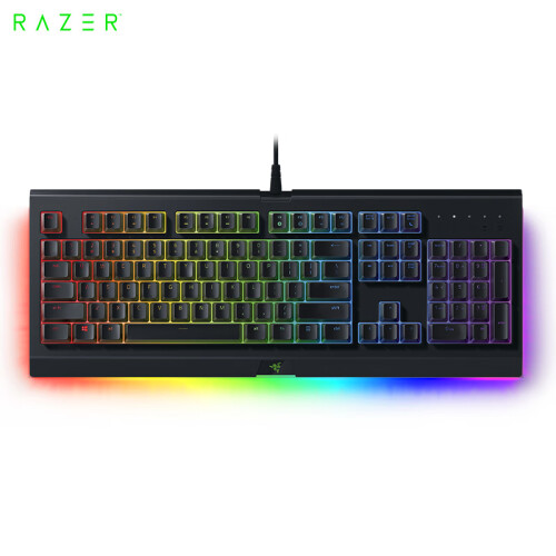 雷蛇(Razer)萨诺狼蛛幻彩专业版 键盘 有线键盘 游戏键盘 办公键盘 薄膜键盘 104键 RGB 电竞 黑色