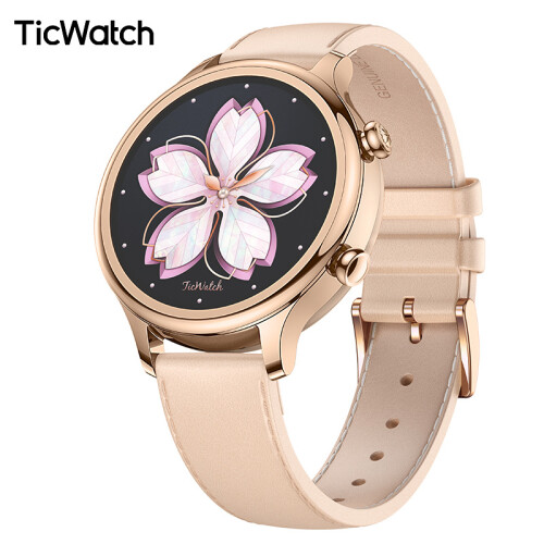 【TicWatch C2经典系列】经典简约智能手表樱花表 女生专属经期助手 表盘/心率/语音助理/NFC支付 玫瑰金