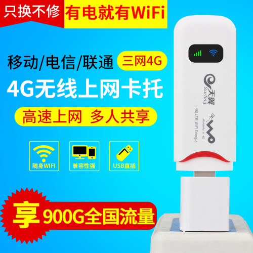 联通电信移动三网4G无线上网卡托wifi路由设备3G笔记本电脑上网卡槽终端 白色 4G全网通WiFi高速增强版