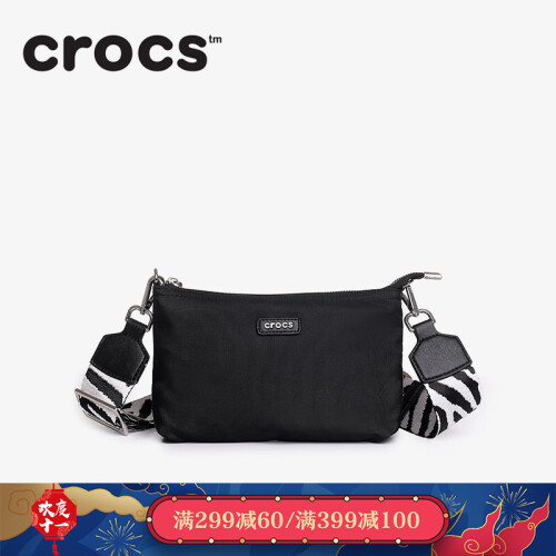 美国品牌 Crocs卡骆驰 2019秋冬新款女宽肩带简约包包百搭斜挎包女单肩包 黑色