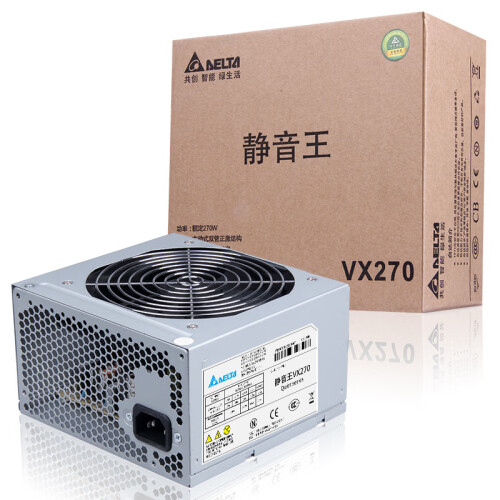 台达（Delta）额定270W VX270台式电脑机箱电源（主动式PFC/五年质保/12CM静音风扇/宽幅/支持背线)