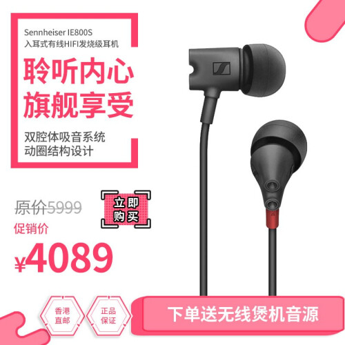 海囤全球森海塞尔（Sennheiser）Ie800s入耳式线控HIFI发烧旗舰高保真音乐耳机 森海塞尔耳机 神秘黑