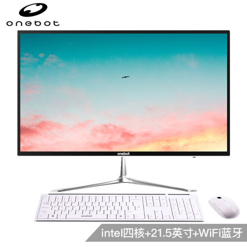 onebot L2216 21.5英寸商用办公一体机台式电脑(四核J3160 4G 128G 内置WiFi 3W喇叭 三年质保 无线键鼠)