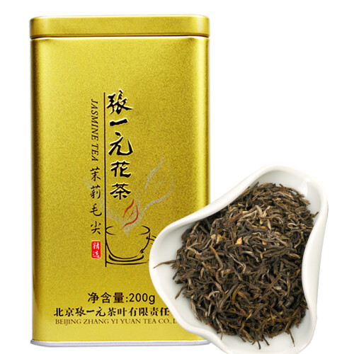 京东超市张一元茶叶 花茶花草茶 新茶浓香型茉莉花茶茉莉毛尖单罐装200g