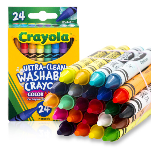 京东超市绘儿乐（Crayola）24色可水洗蜡笔  绘画工具 彩笔画画笔 儿童蜡笔 绘画涂色笔 儿童文具  52-6924