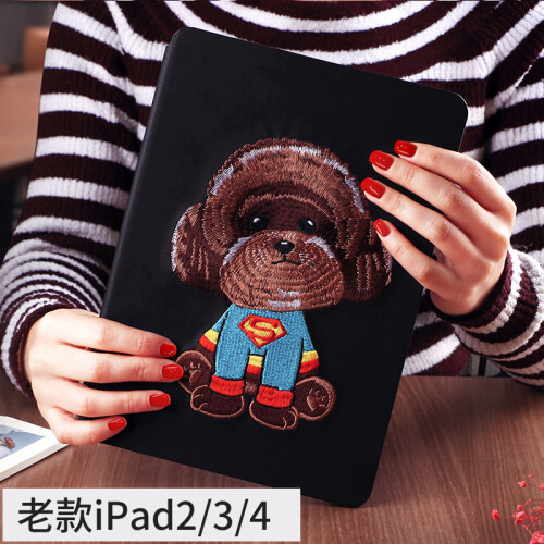 Q-CASE 苹果iPad4保护套 iPad2皮套硅胶软壳卡通iPad3超薄全包边平板老款ipad 【老款iPad2/3/4】黑色超人泰迪