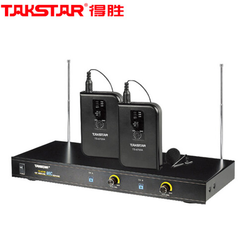 得胜（TAKSTAR） TS-6700PP一拖二无线麦克风 领夹头戴式会议主持无线话筒 专业演出家用KTV麦克风 2领夹麦