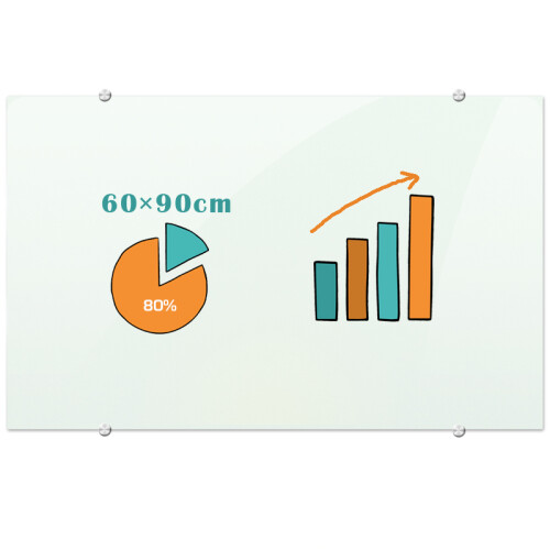 AUCS 60*90cm 玻璃白板 写字板 办公 会议磁性钢化玻璃黑板挂式