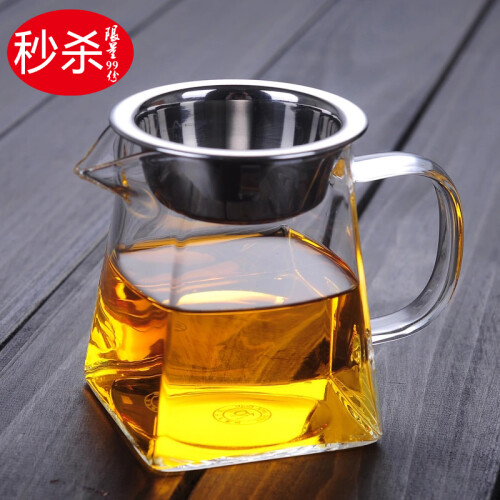 【特价秒杀】高硼硅加厚耐热玻璃公道杯茶海分茶器茶漏茶滤过滤器过滤网功夫茶具配件  350毫升+茶漏