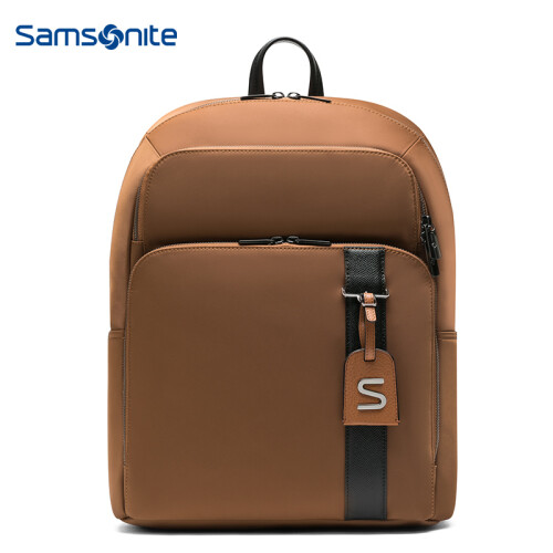 Samsonite/新秀丽双肩包男士14寸电脑包简约时尚 TM0 黄棕色