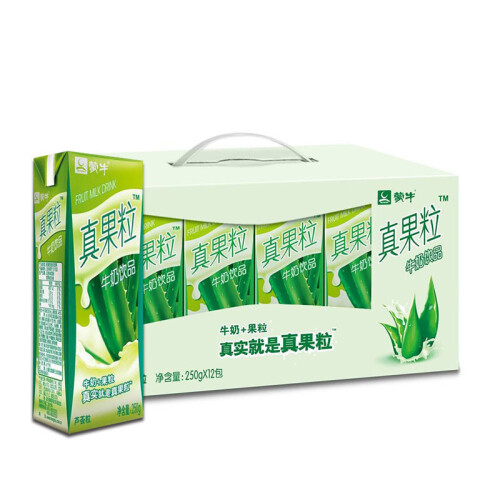 蒙牛（MENGNIU）真果粒（芦荟口味）真实大果粒牛奶饮品250ml*12盒装