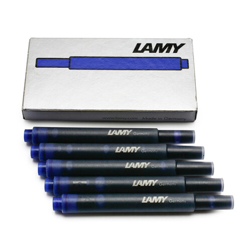 海囤全球德国进口 凌美(LAMY)签字笔钢笔墨水水笔专用一次性墨水胆笔芯5支一盒T10 蓝色 狩猎者恒星通用