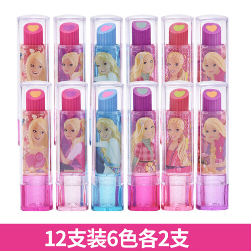 芭比（Barbie）橡皮擦 卡通造型橡皮 学习用品 A131539(12支装)