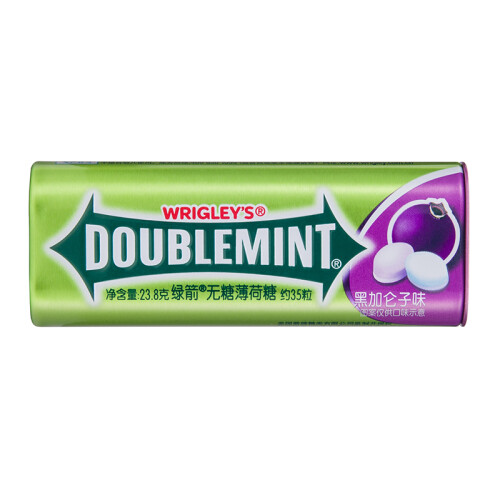 京东超市绿箭（DOUBLEMINT）无糖薄荷糖黑加仑子味35粒23.8g单盒金属装（新旧包装随机发）