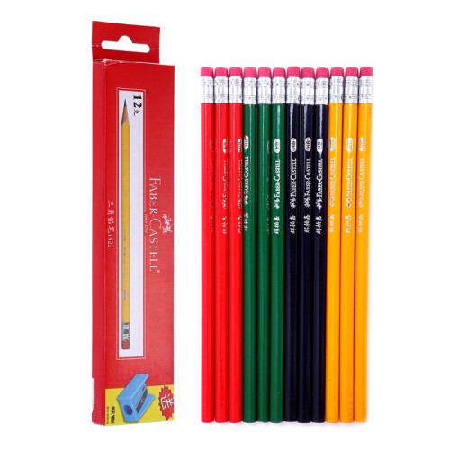 德国辉柏嘉（Faber-castell）铅笔HB小学生三角杆练字书写笔带橡皮头12支/盒（送笔刨）1322