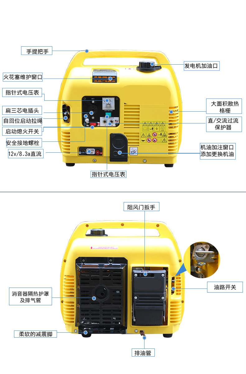 定制定制小型发电机汽油220v微型迷你变频便携带发电机家用小型静音十