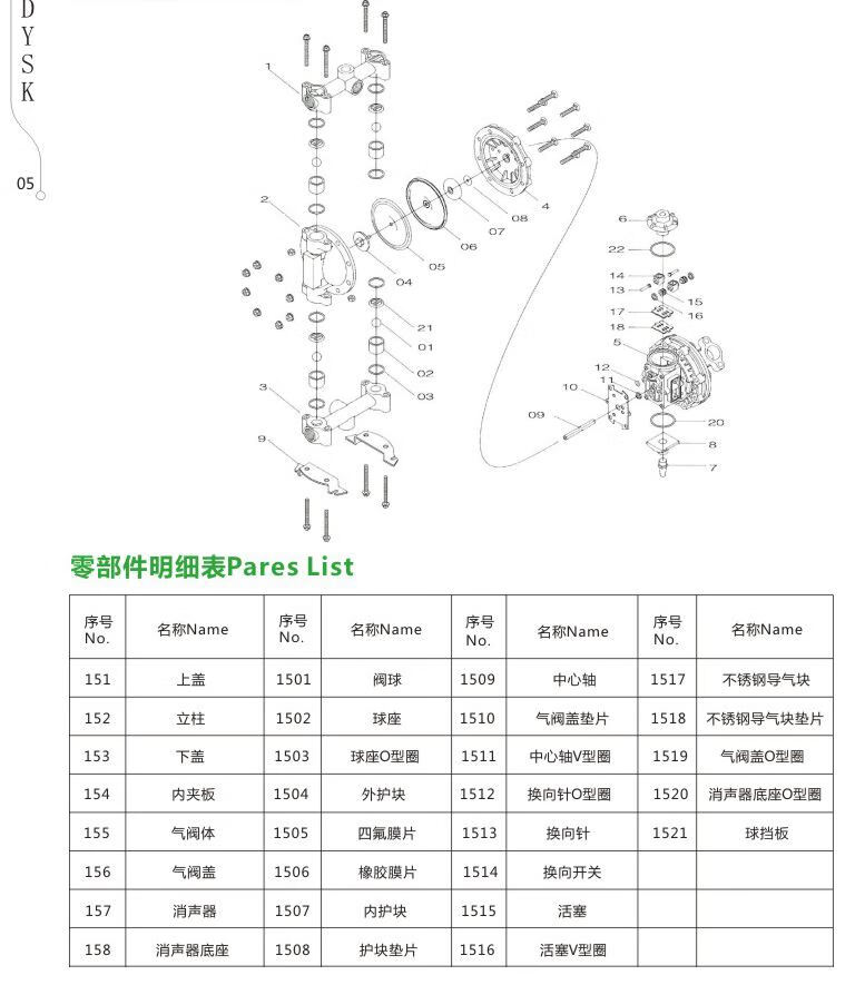 隔膜泵dysk迪斯克耐腐气动隔膜泵4分或6分口径流量3立方工程塑料泵体