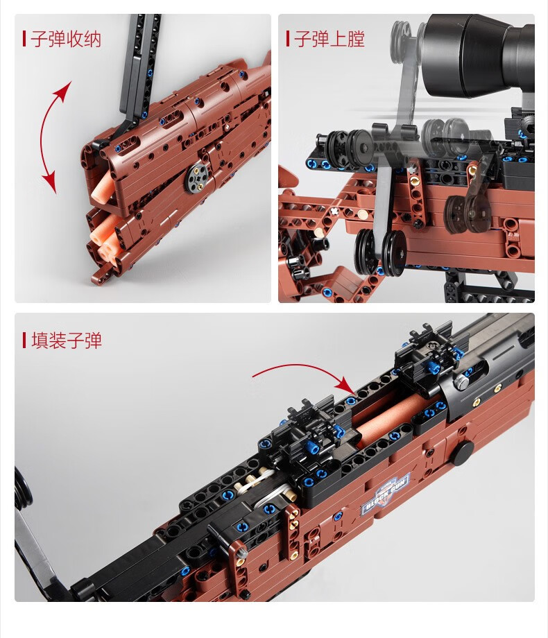 m416拼搭高难度积木和平精英对战玩具枪拼装模型98k组装吃鸡枪加特林