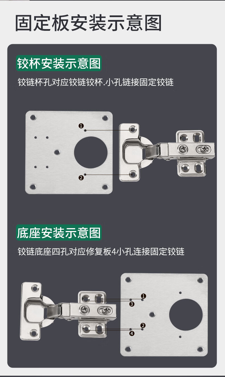 定制卡璞登柜门合页修复片固定板安装板修补不锈钢铰链连接件神器橱柜