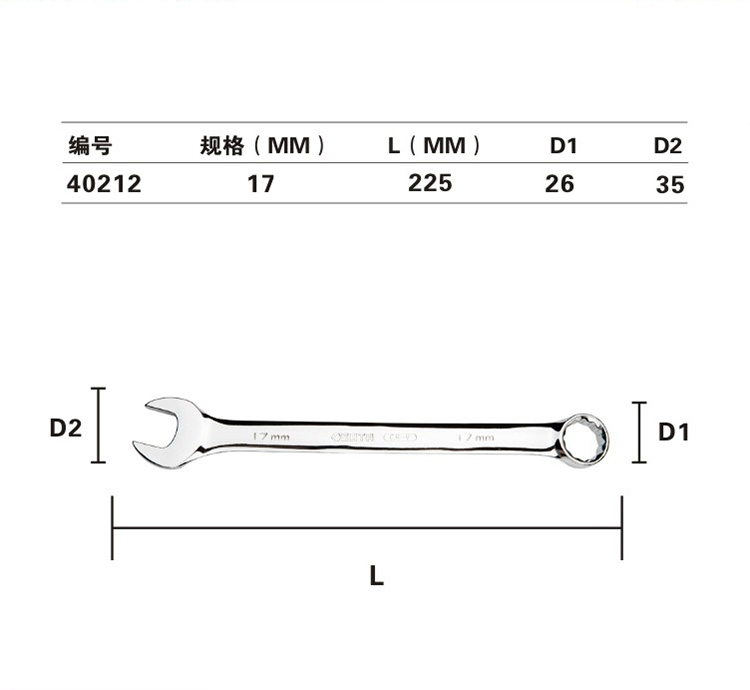 世达sata五金工具全抛光扳子架子工双头梅花开口两用呆扳手40201 5.