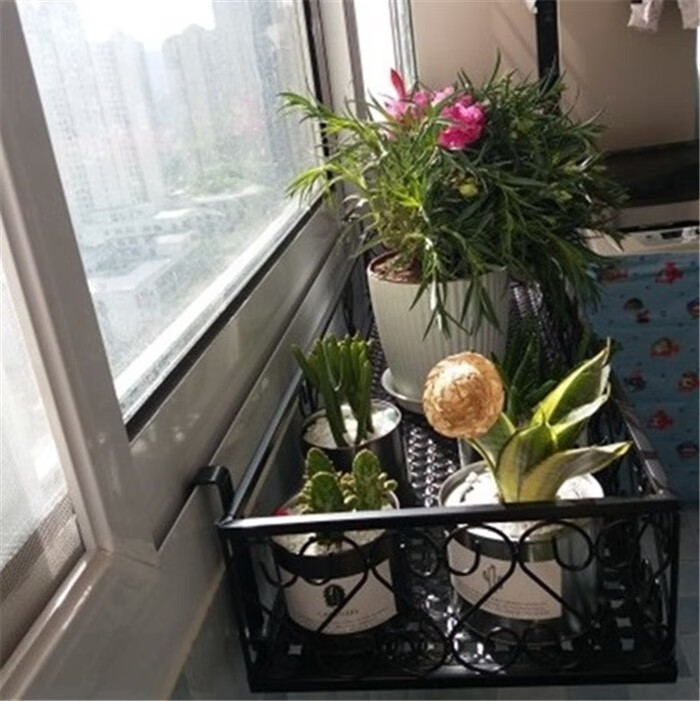 阳台养花挂架挂窗户花架子悬挂铁艺栏杆多肉花架花盆置物架多功能收纳