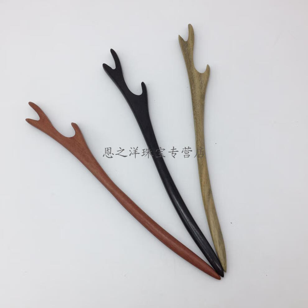 简约古典黑檀簪子简易发钗饰品步摇古装红檀簪盘发天然香绿檀汉服木簪