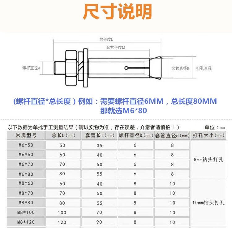 国标彩锌膨胀螺丝拉爆外膨胀螺丝钉爆炸螺丝吊顶螺栓m6m8m10m1618 m12