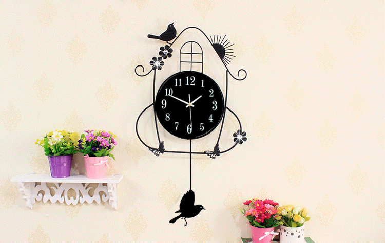 现代简约创意铁艺挂钟客厅电子餐厅卧室时钟石英钟表闹钟墙面欧式装饰
