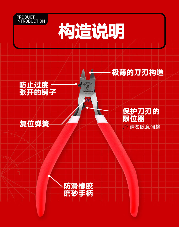 60喵匠水口钳模型超市喵匠hm108单刃水口钳极薄刃剪钳单刃模型送油