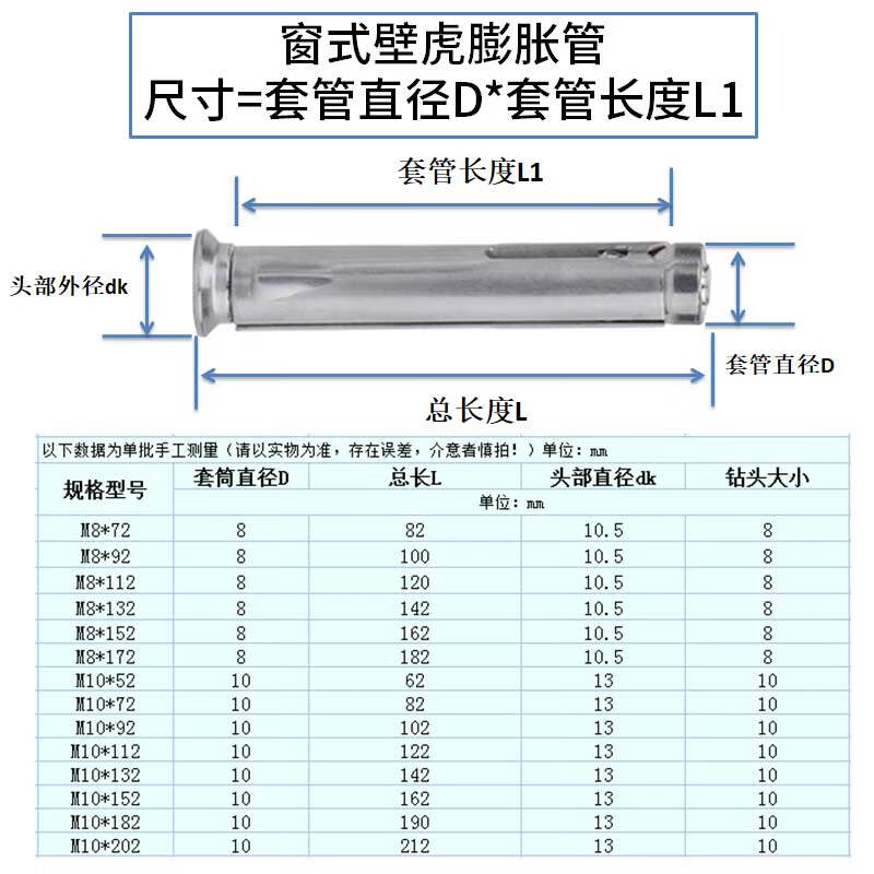 劲功 铁不锈钢窗式壁虎沉头十字膨胀螺丝门窗用拉爆m8