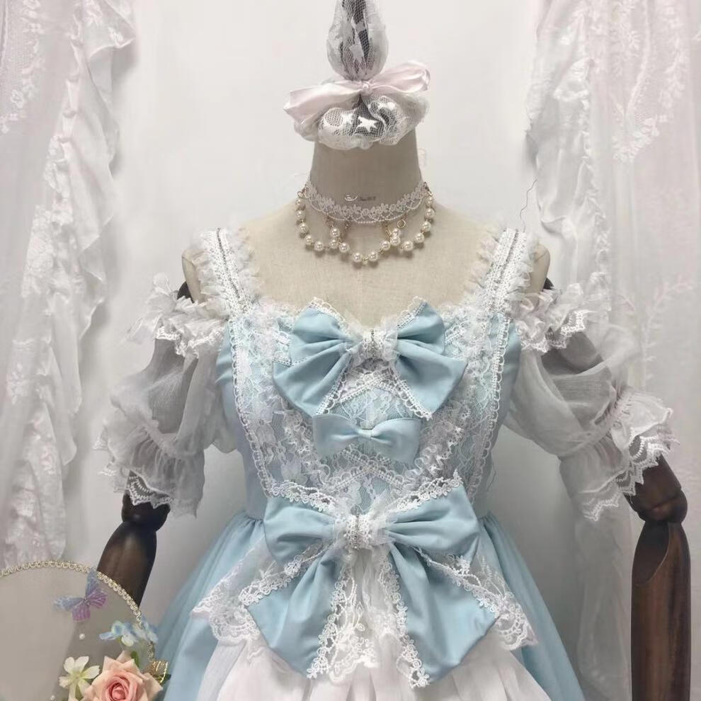 恋lolita洛丽塔洋装日常花嫁连衣裙 蓝色 【赠送小物 飞机盒】 s品牌